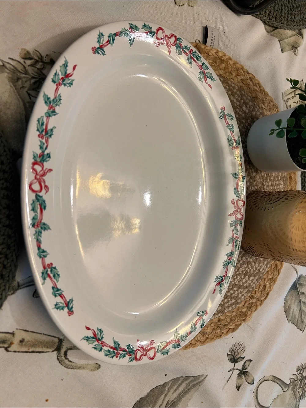 Christmas Ribbons Oval Platter  by INTERNATIONAL Tableworks